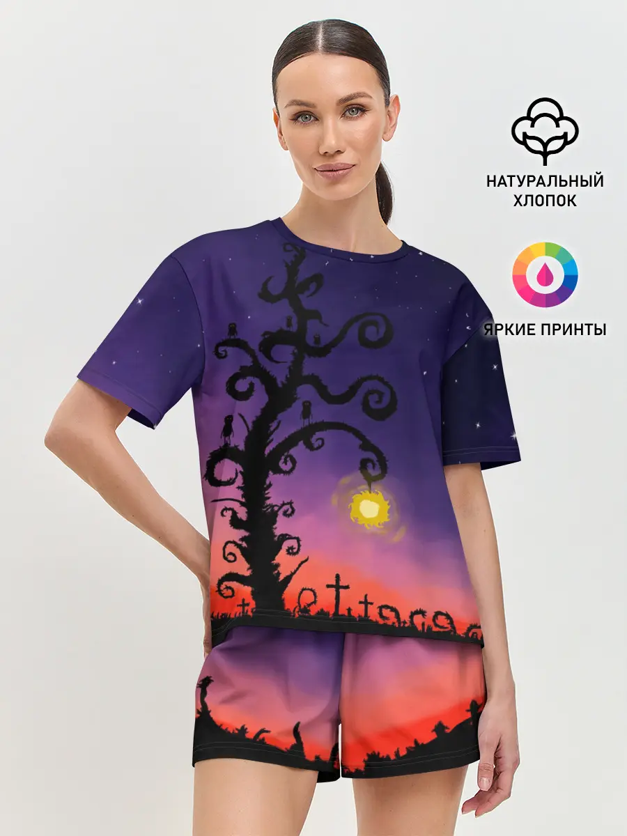 Женская пижама с шортами / Ночь