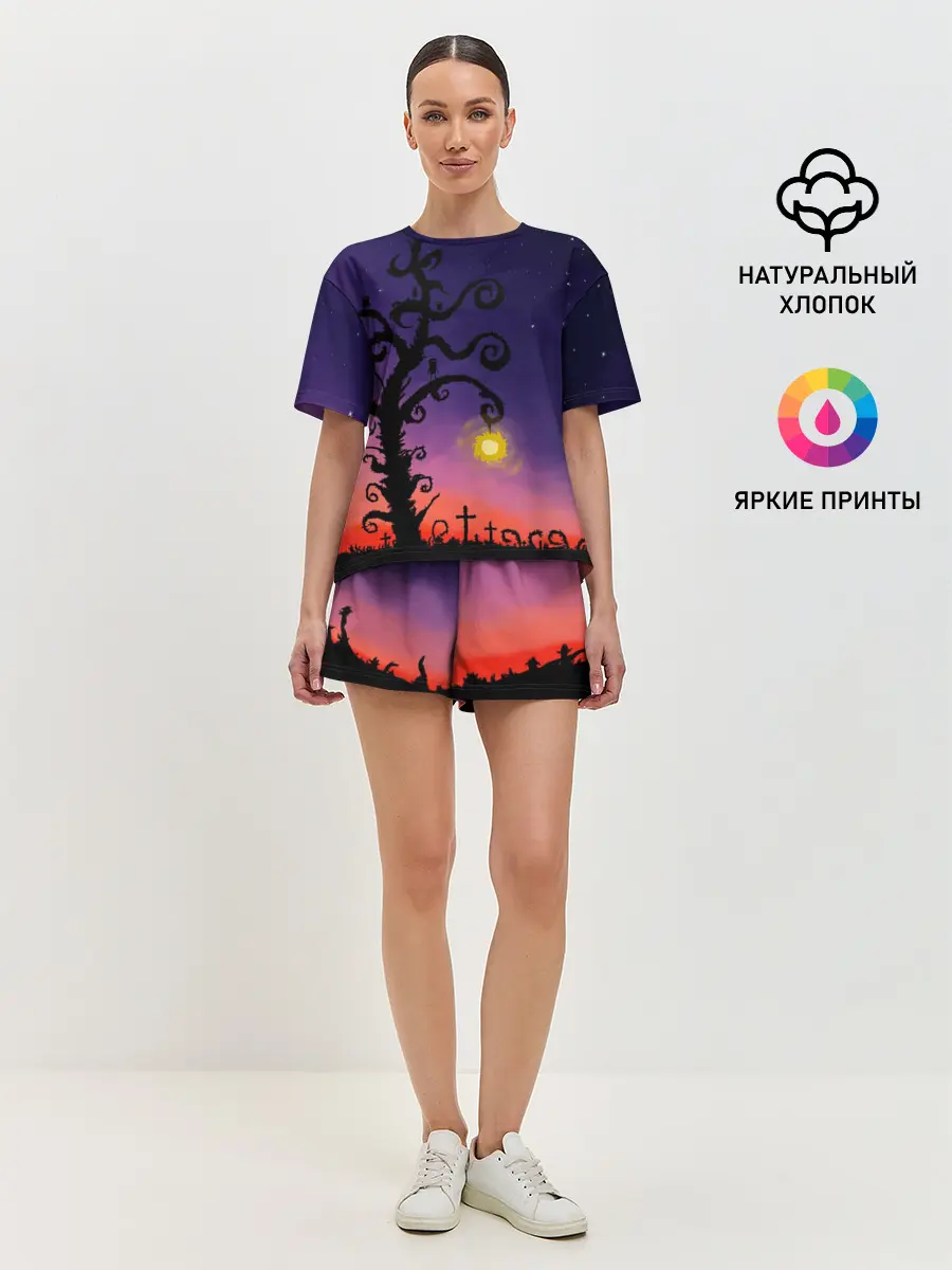 Женская пижама с шортами / Ночь