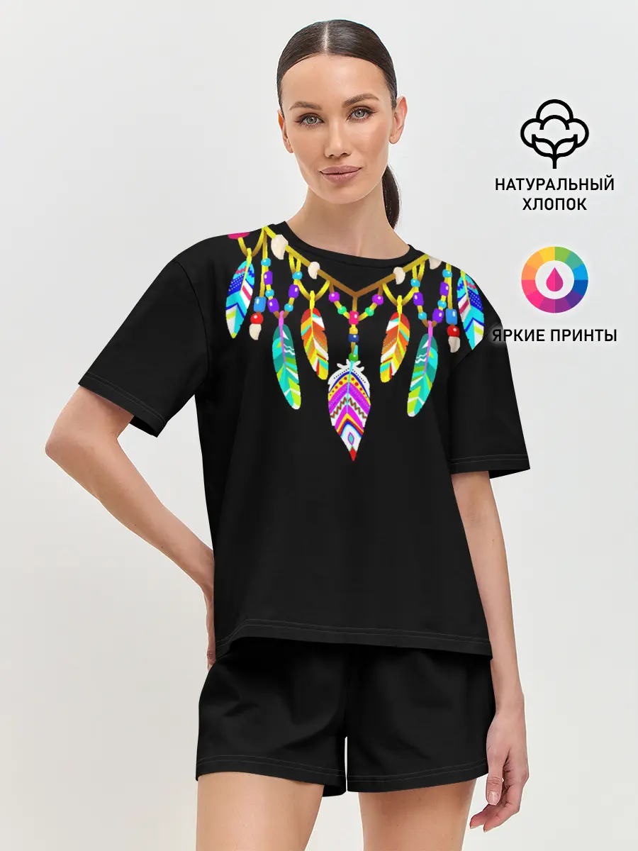 Женская пижама с шортами / Ожерелье