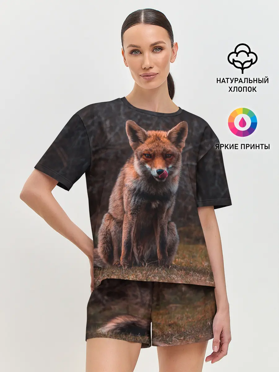 Женская пижама с шортами / Хищная лисица