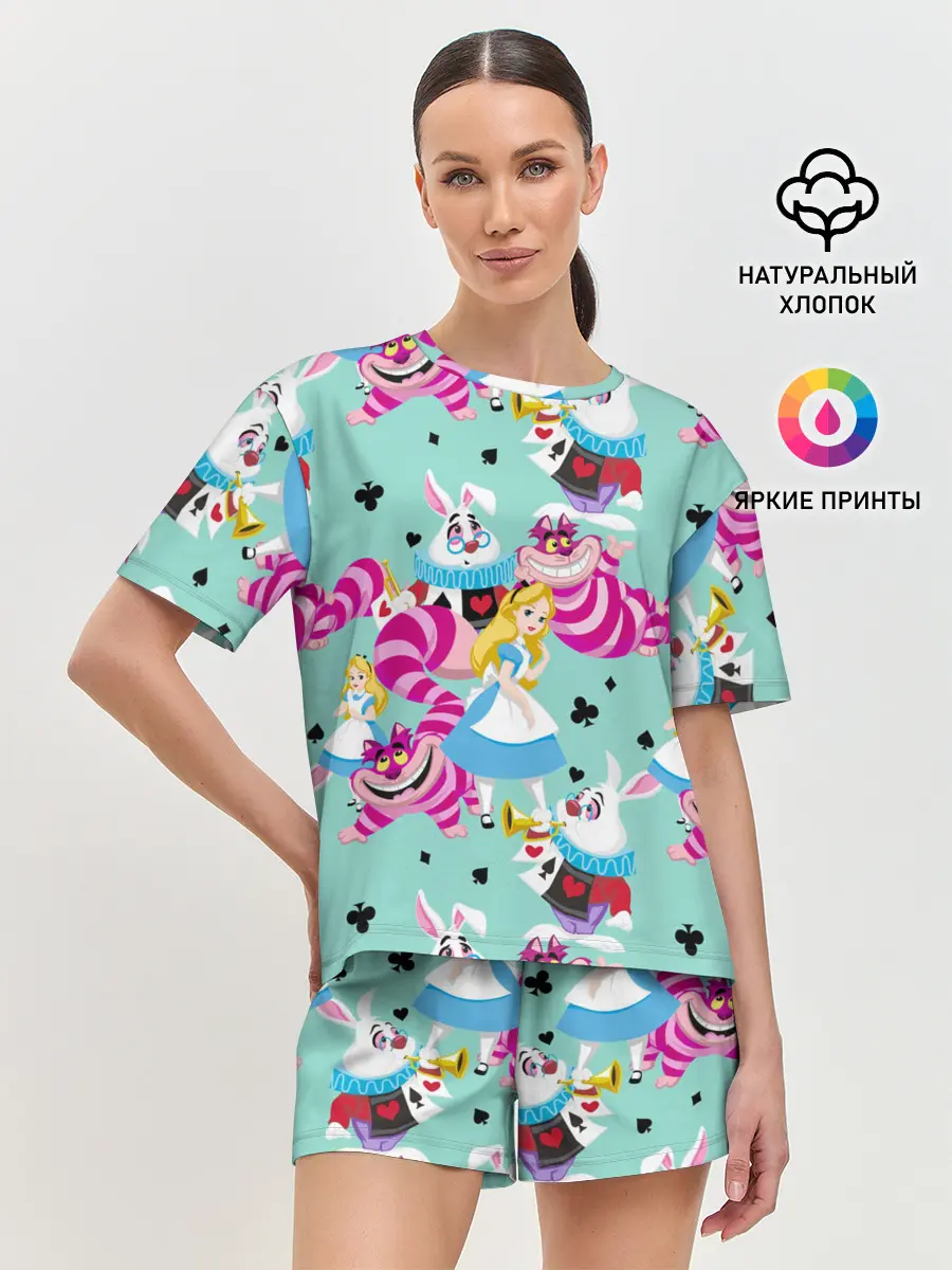 Женская пижама с шортами / Alice in Wonderland