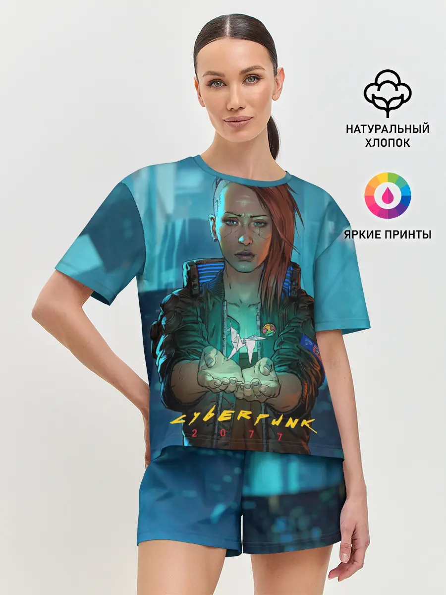 Женская пижама с шортами / cuberpunk 2077 melisa