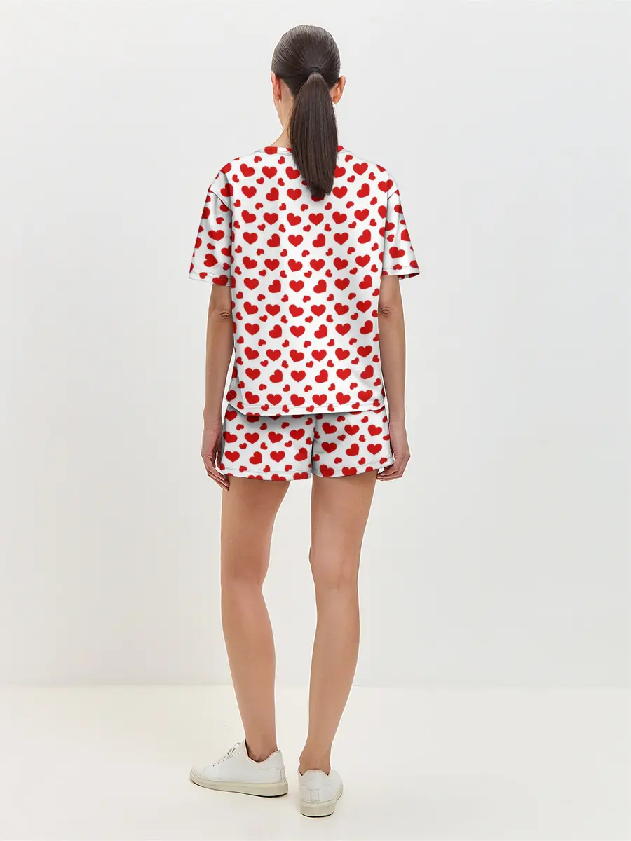 Женская пижама с шортами / Сердечки