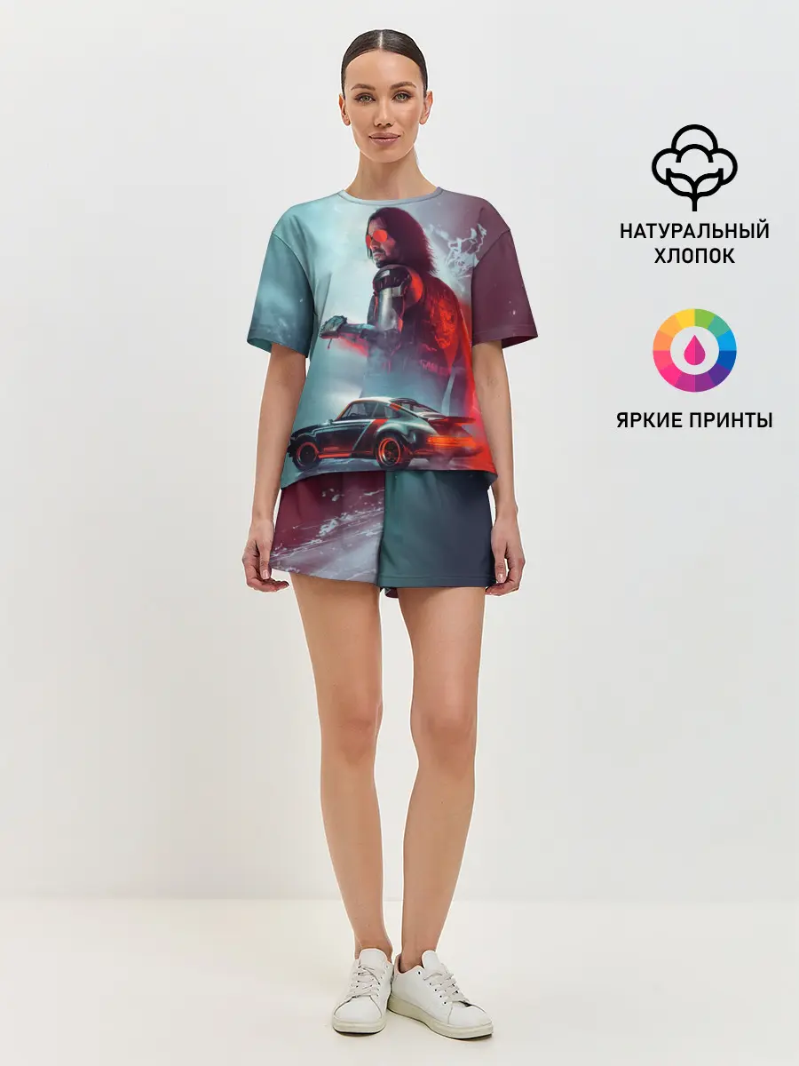 Женская пижама с шортами / Cyberpunk 2077 | Джонни и Порш