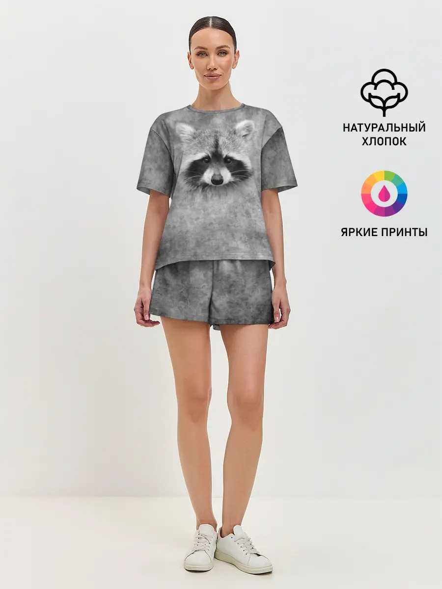 Женская пижама с шортами / Енот