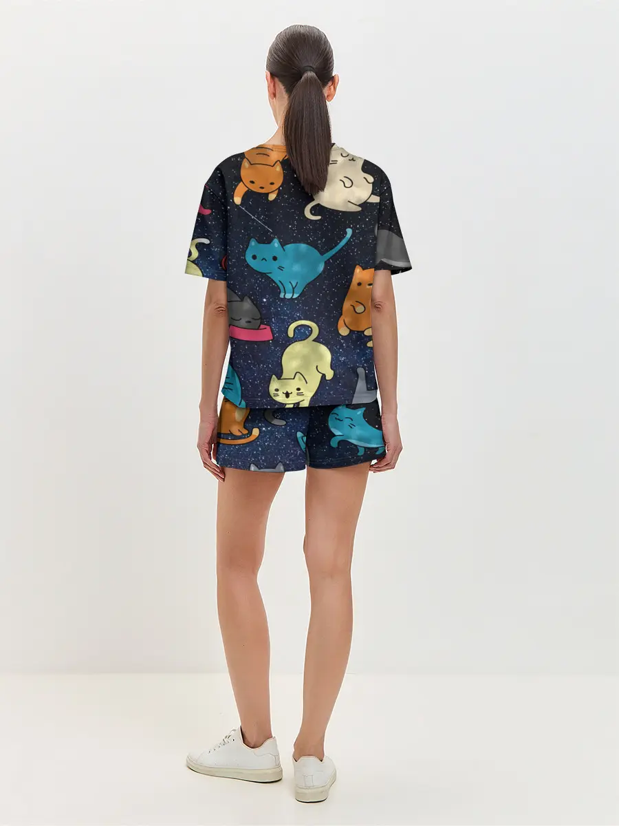 Женская пижама с шортами / Космические котики