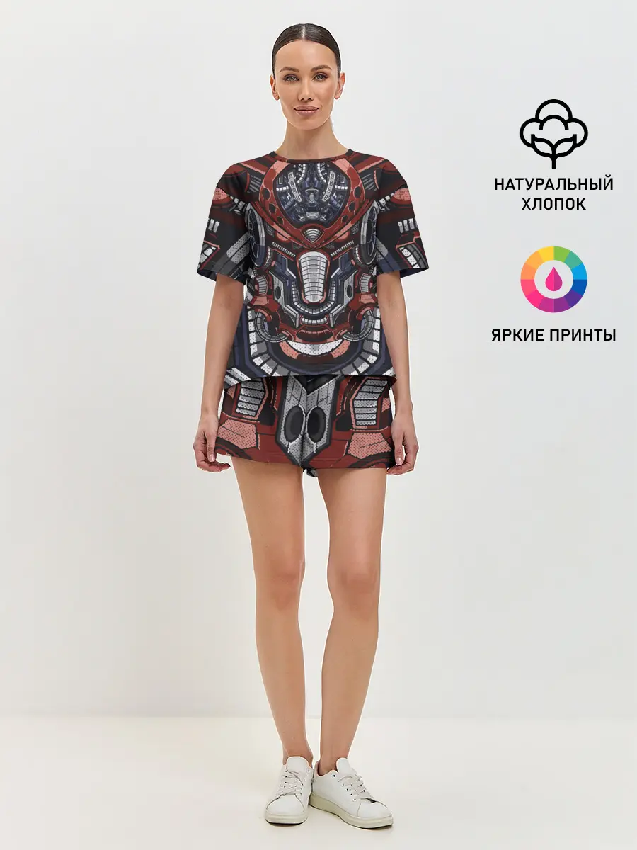 Женская пижама с шортами / Механический робот