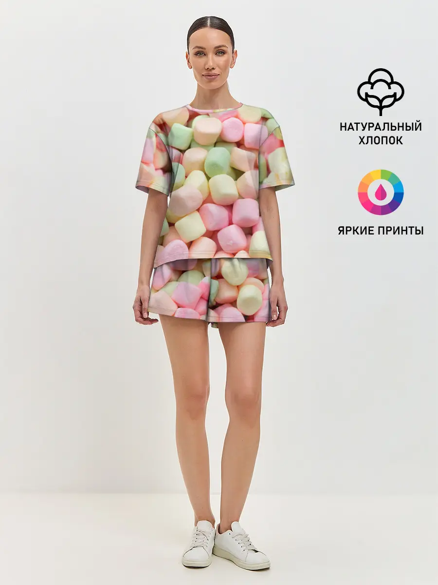 Женская пижама с шортами / маршмэлов зефирки нежные