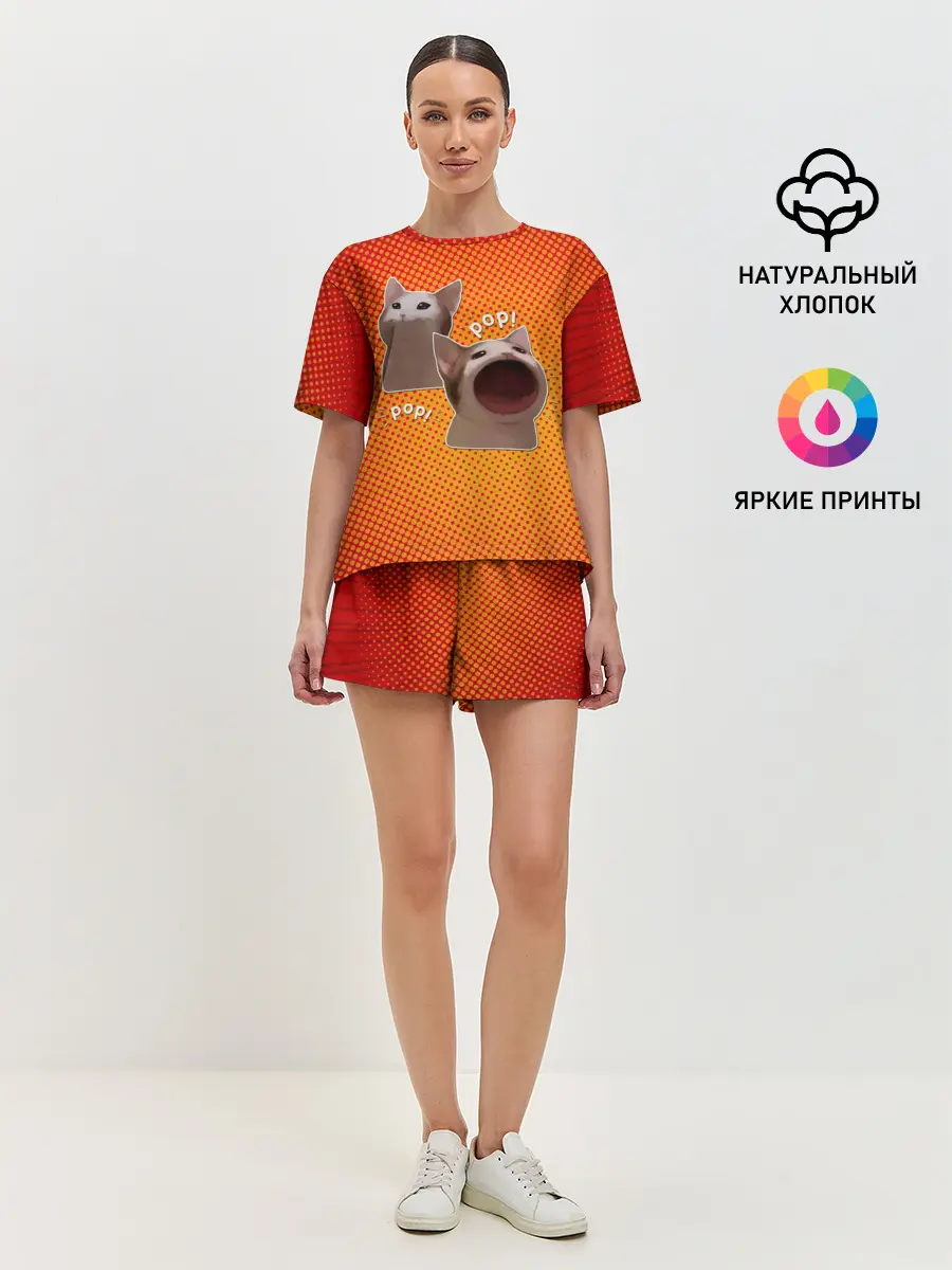 Женская пижама с шортами / Cat Pop