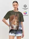 Женская пижама с шортами / белка с орехом на снегу