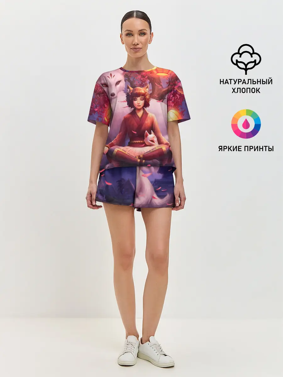 Женская пижама с шортами / Девушка-лиса