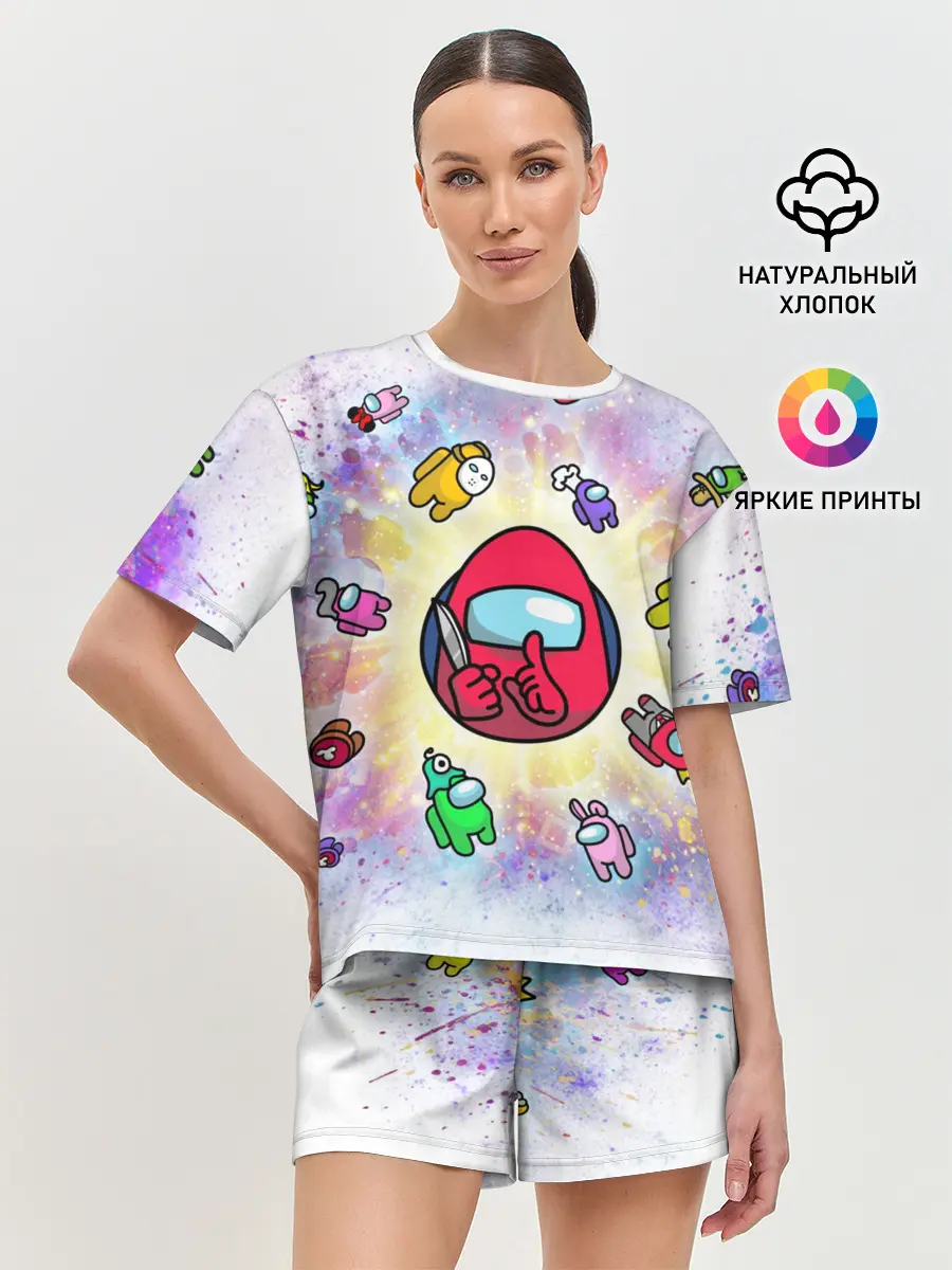 Женская пижама с шортами / Among us space