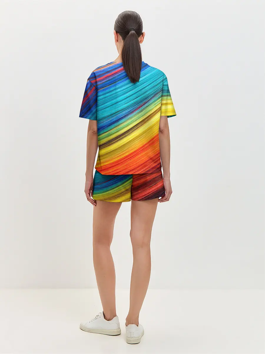 Женская пижама с шортами / цветной мех диагональ