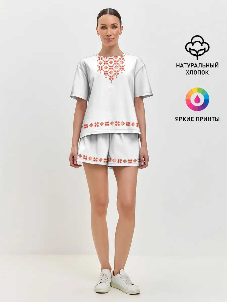 Женская пижама с шортами / Белорусская вышиванка