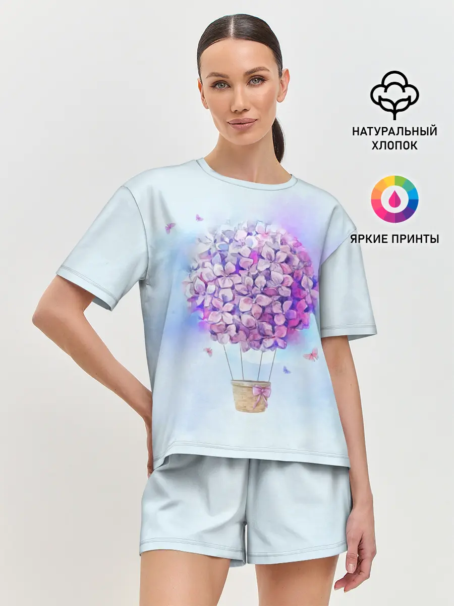 Женская пижама с шортами / Air flowers