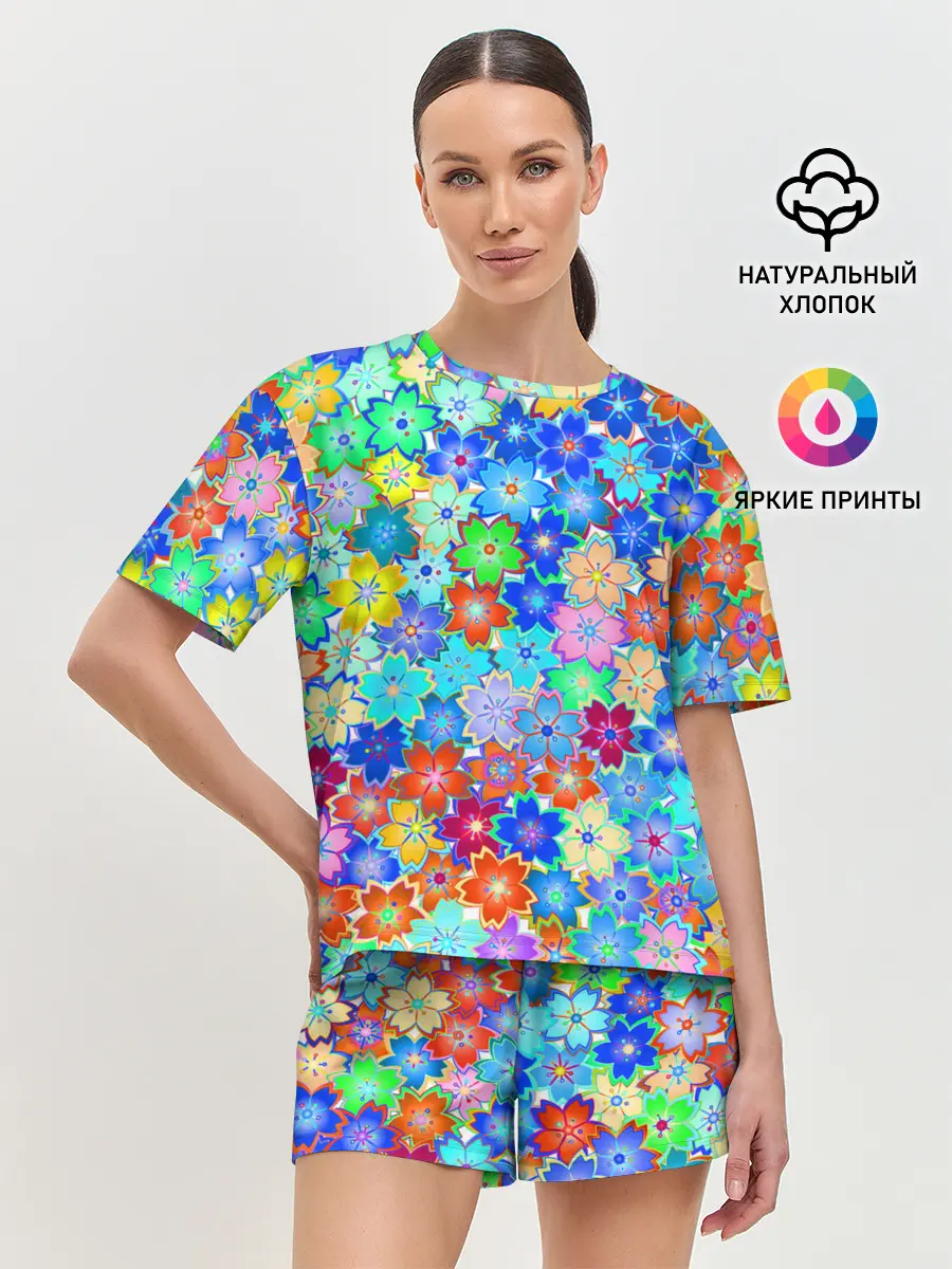 Женская пижама с шортами / Цветы весны