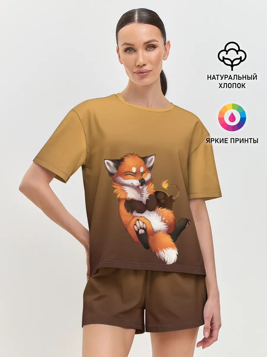 Женская пижама с шортами / Взрывной характер милого лиса