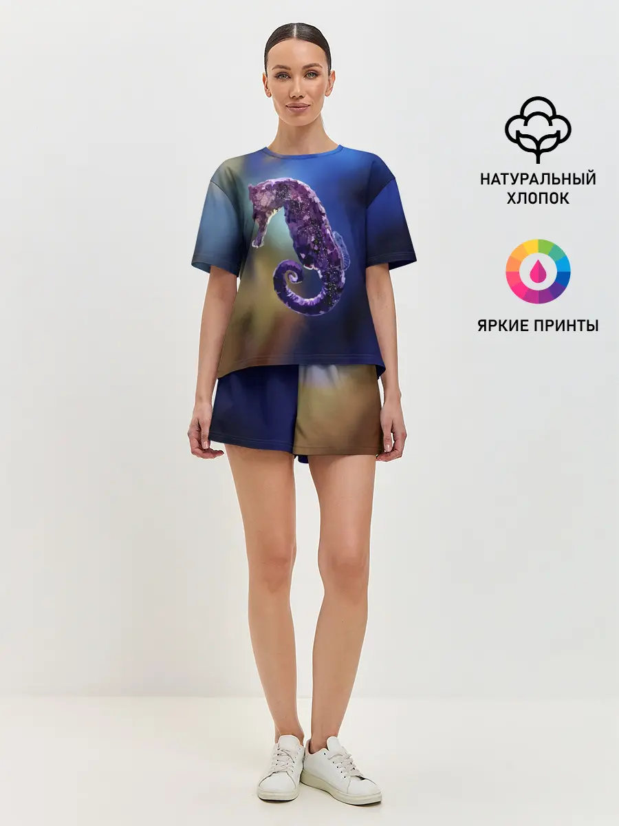 Женская пижама с шортами / Морской конёк