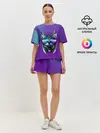 Женская пижама с шортами / Кот очки наушники модный