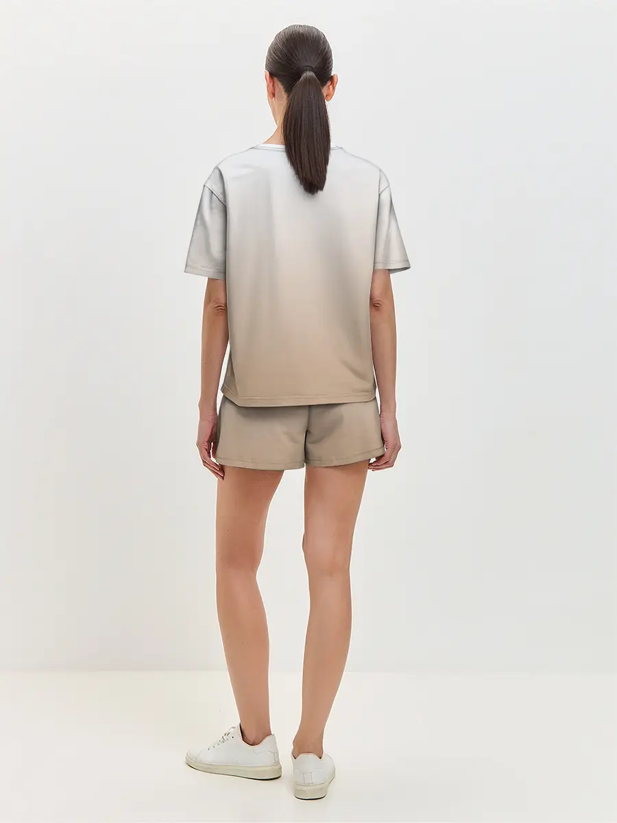 Женская пижама с шортами / бело-рыжий котенок реализм