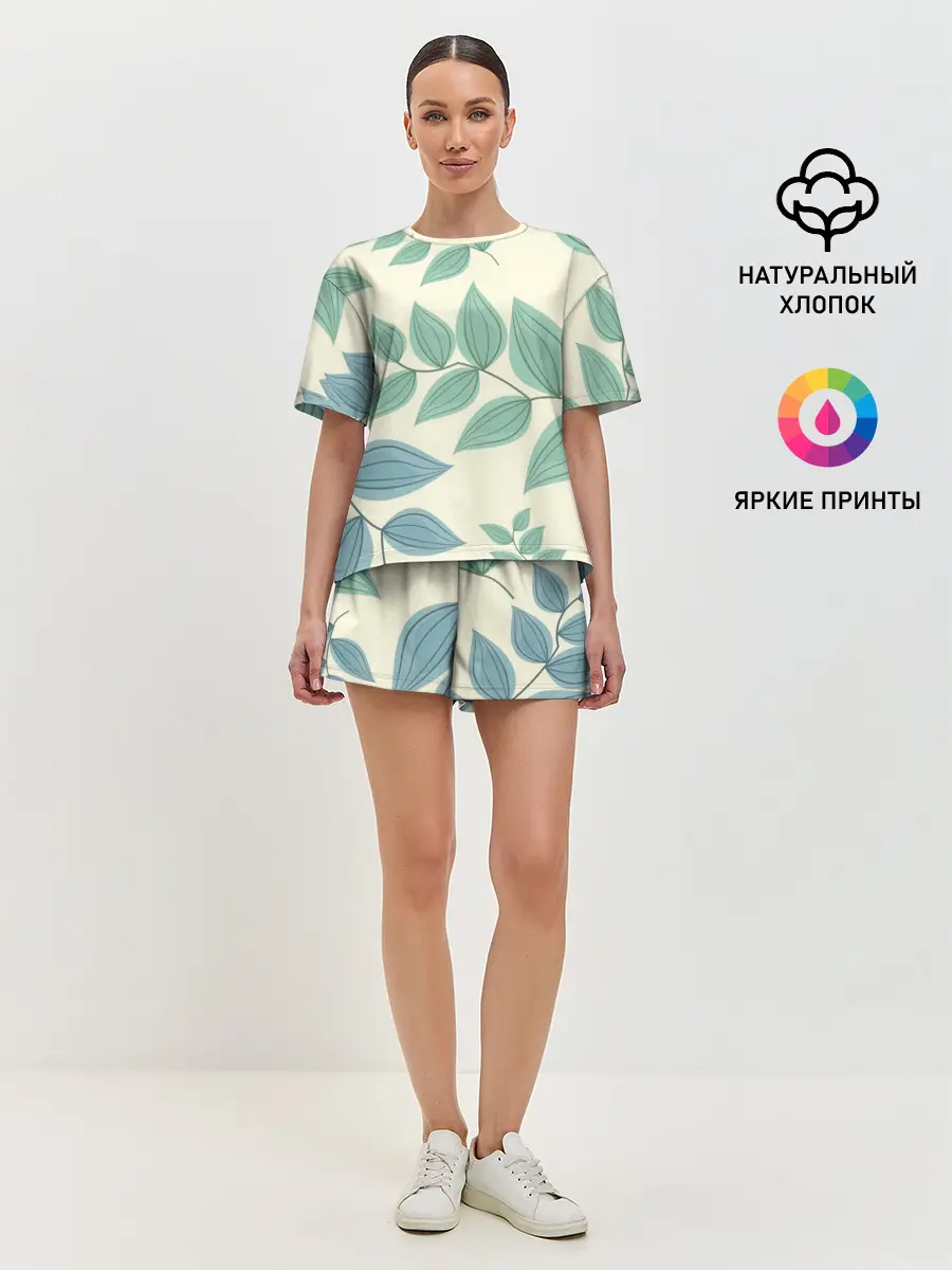 Женская пижама с шортами / Цветы