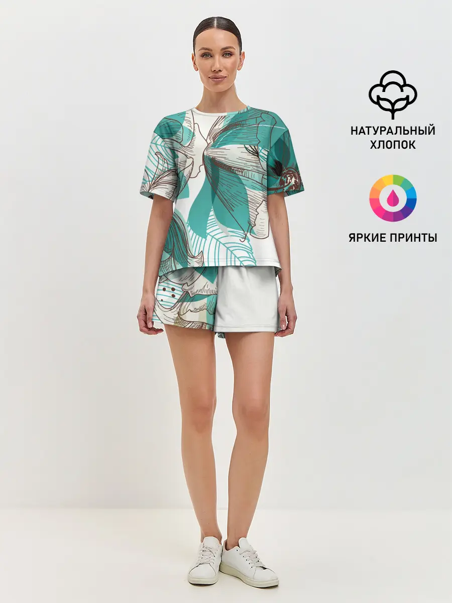 Женская пижама с шортами / Цветок