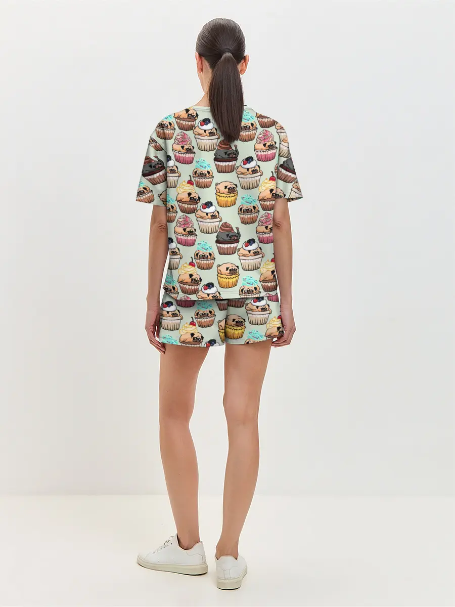 Женская пижама с шортами / Мопсы - Кексики
