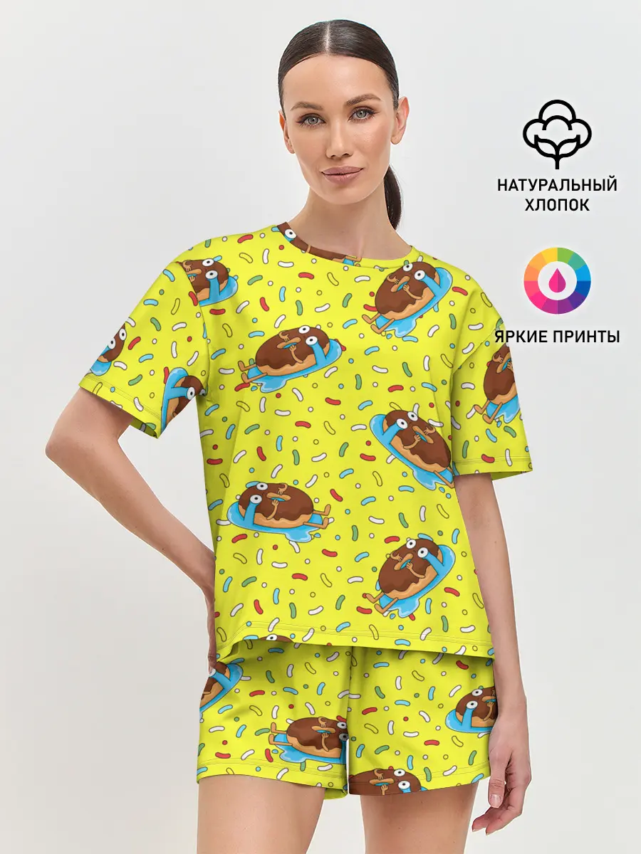 Женская пижама с шортами / Плачущий пончик
