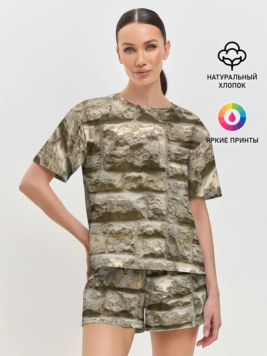 Женская пижама с шортами / Неровные блоки