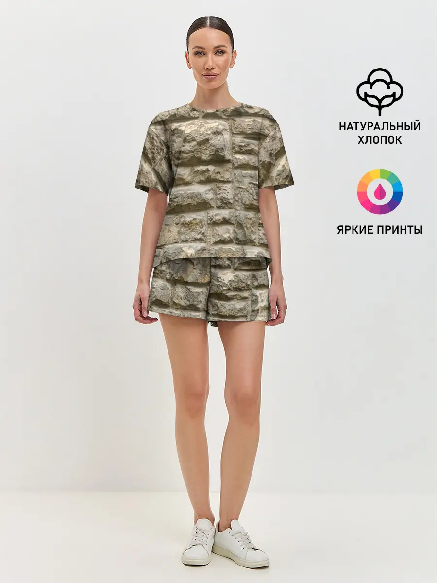 Женская пижама с шортами / Неровные блоки