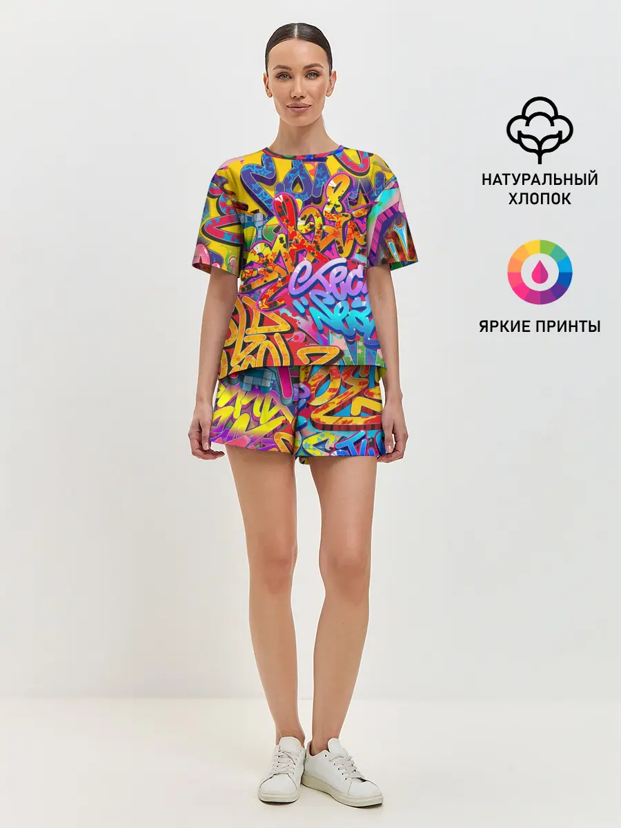 Женская пижама с шортами / Граффити