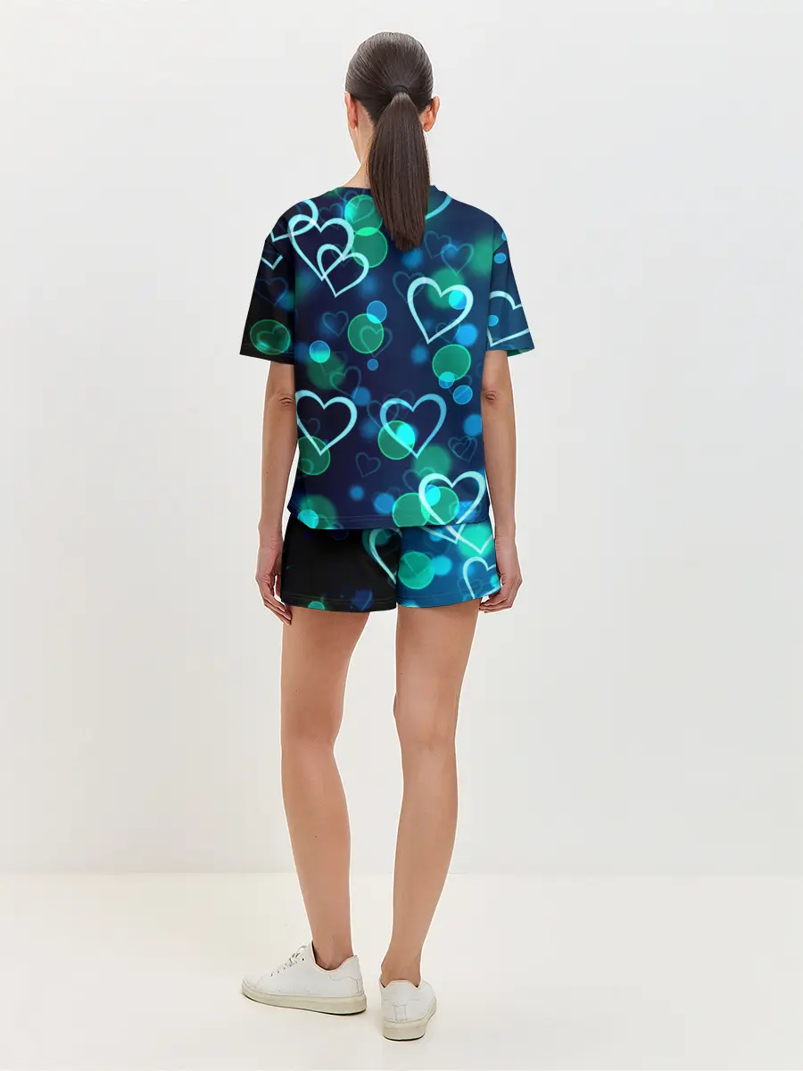 Женская пижама с шортами / Сердца