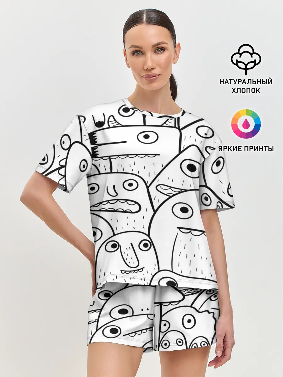 Женская пижама с шортами / Рожицы