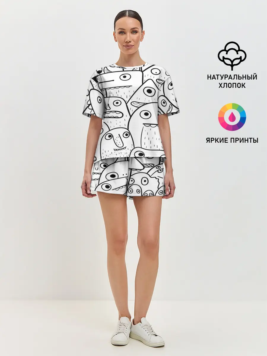 Женская пижама с шортами / Рожицы