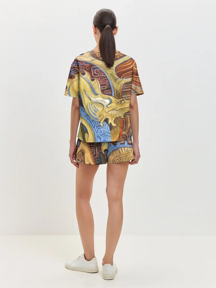 Женская пижама с шортами / узорчатый дракон