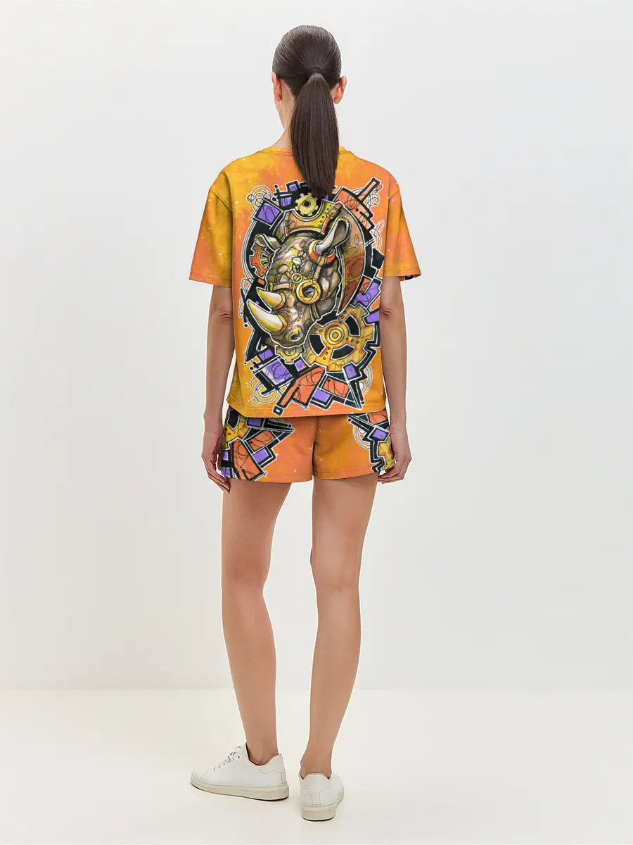 Женская пижама с шортами / Стимпанк Носорог - Rhino