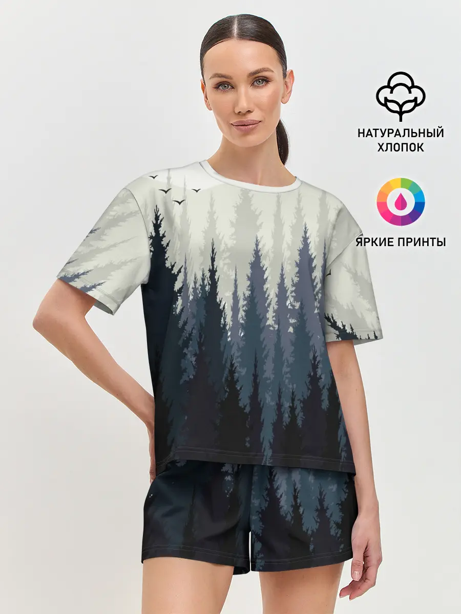 Женская пижама с шортами / Лес