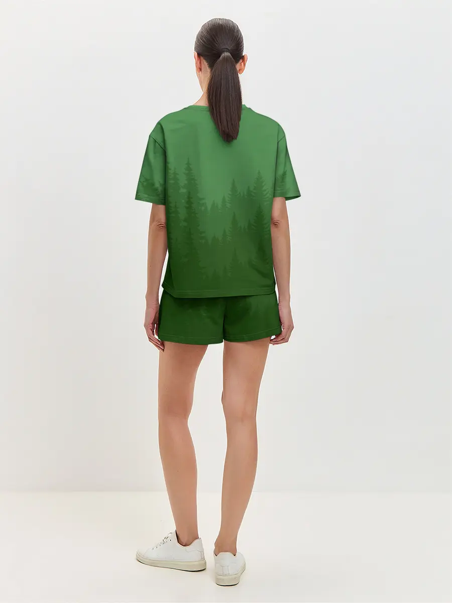 Женская пижама с шортами / Зеленый Лес