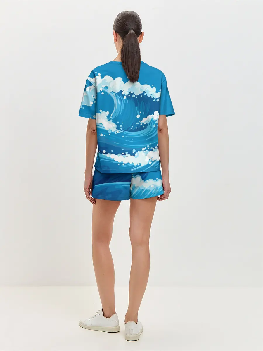 Женская пижама с шортами / Волны