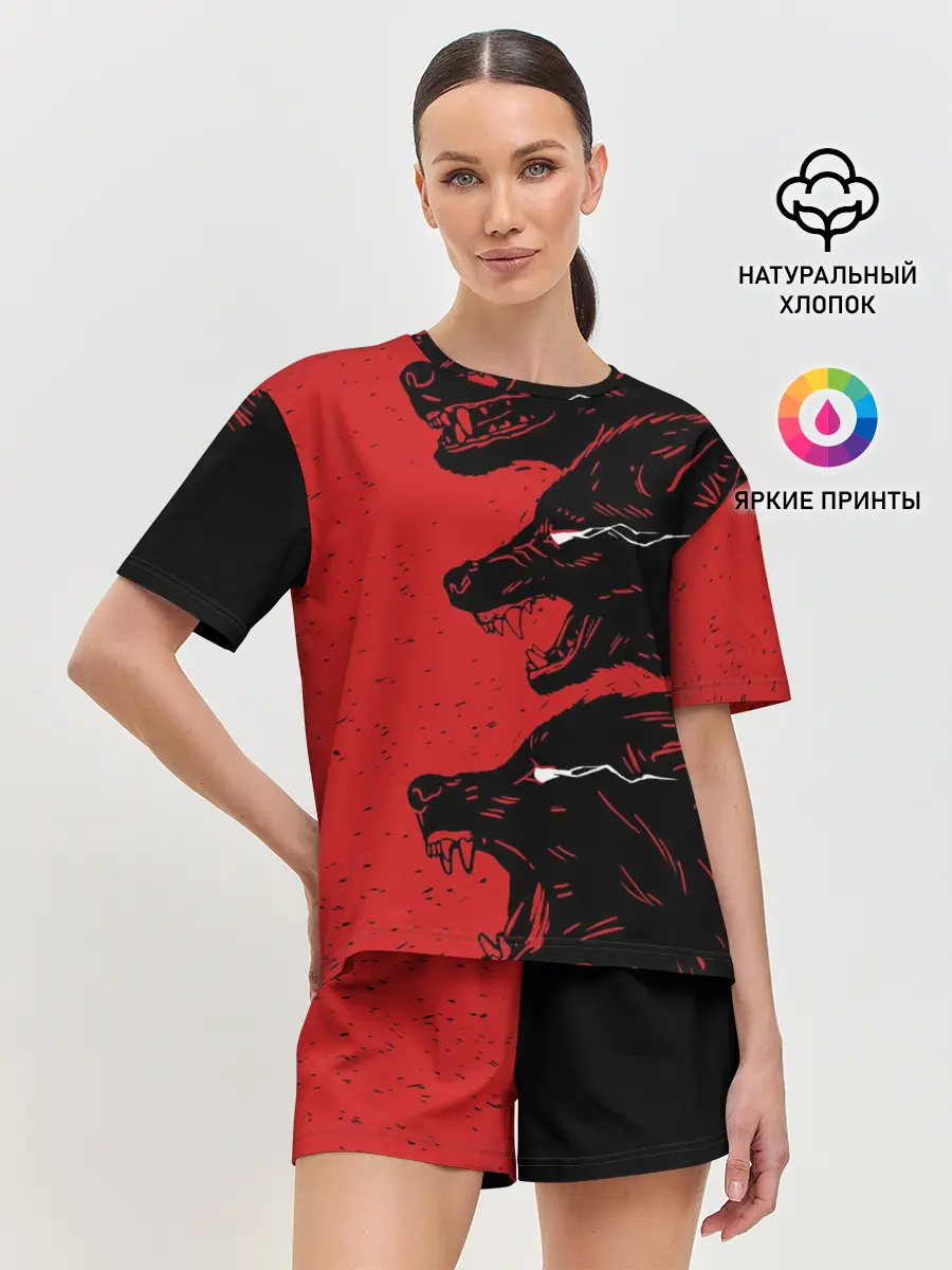 Женская пижама с шортами / Evil Wolves