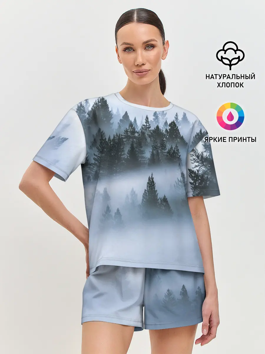 Женская пижама с шортами / Сумеречный лес