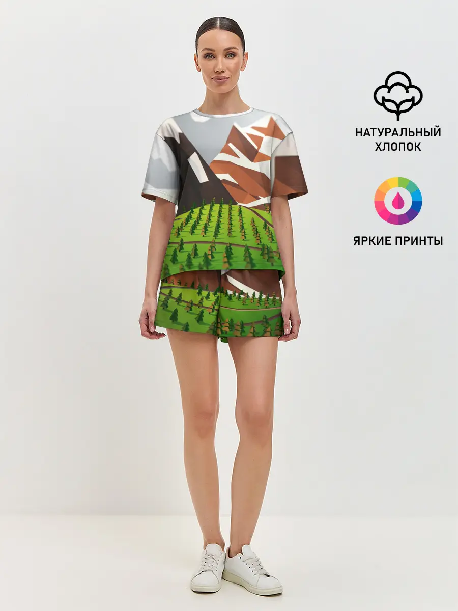 Женская пижама с шортами / Горы