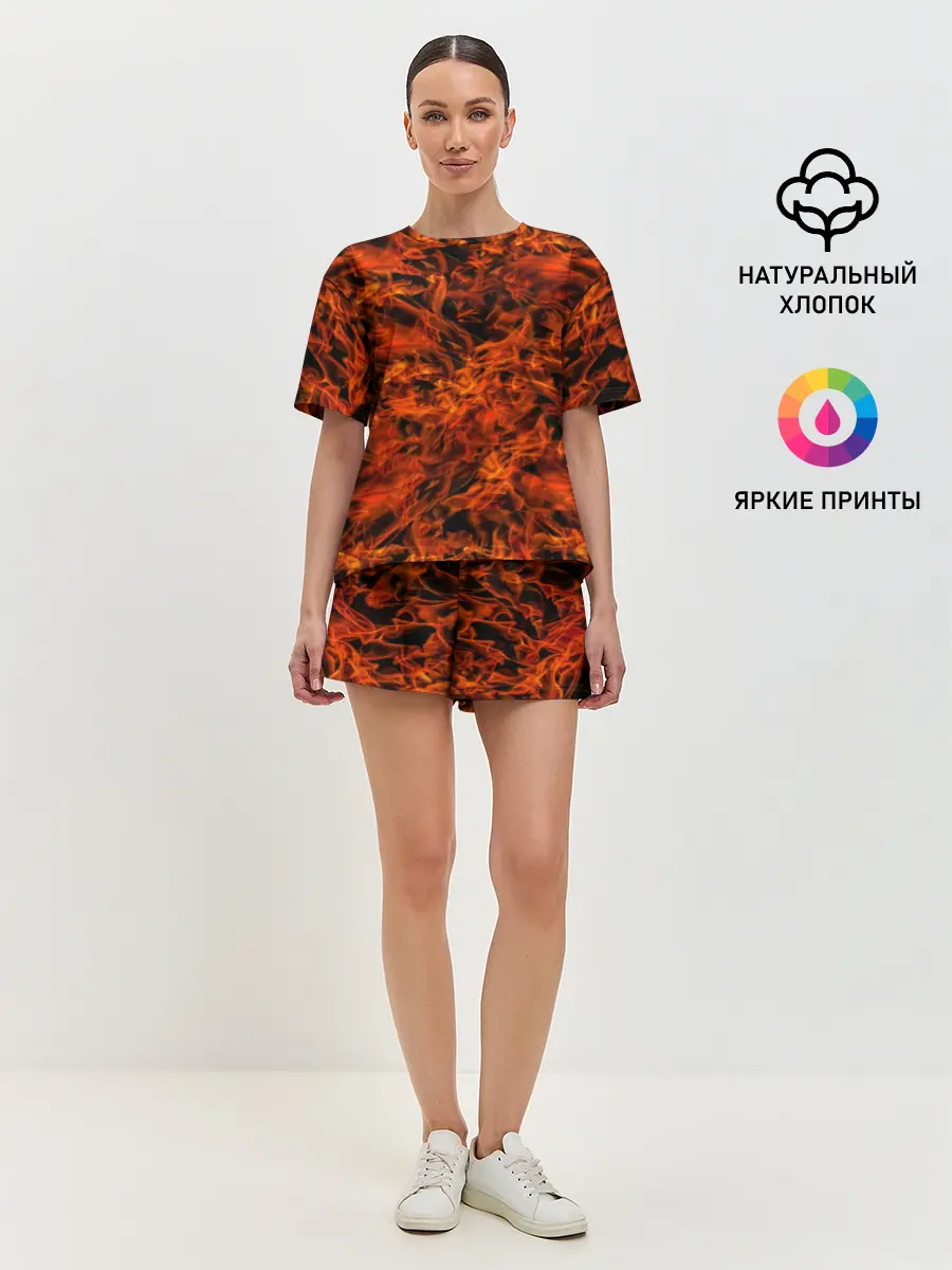 Женская пижама с шортами / Пламя