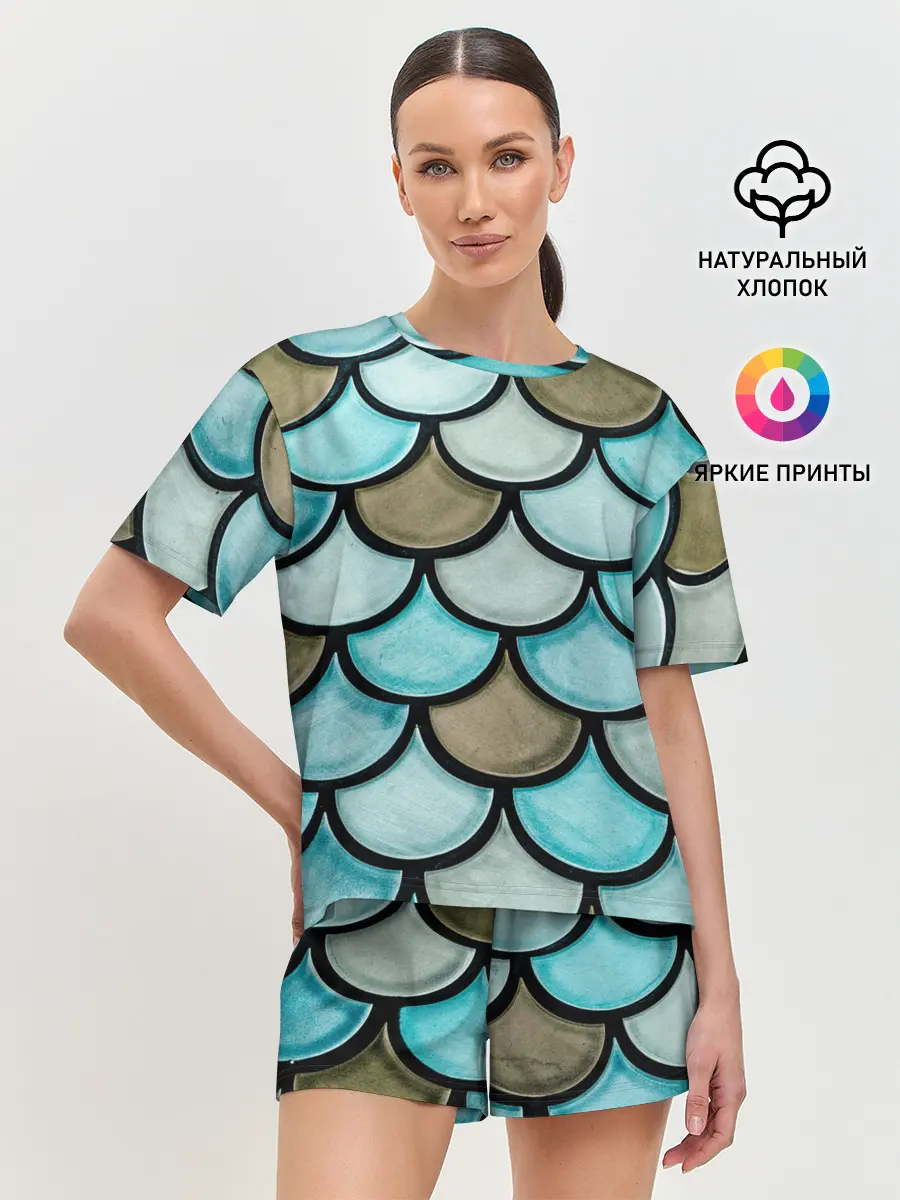 Женская пижама с шортами / Кожа дракона