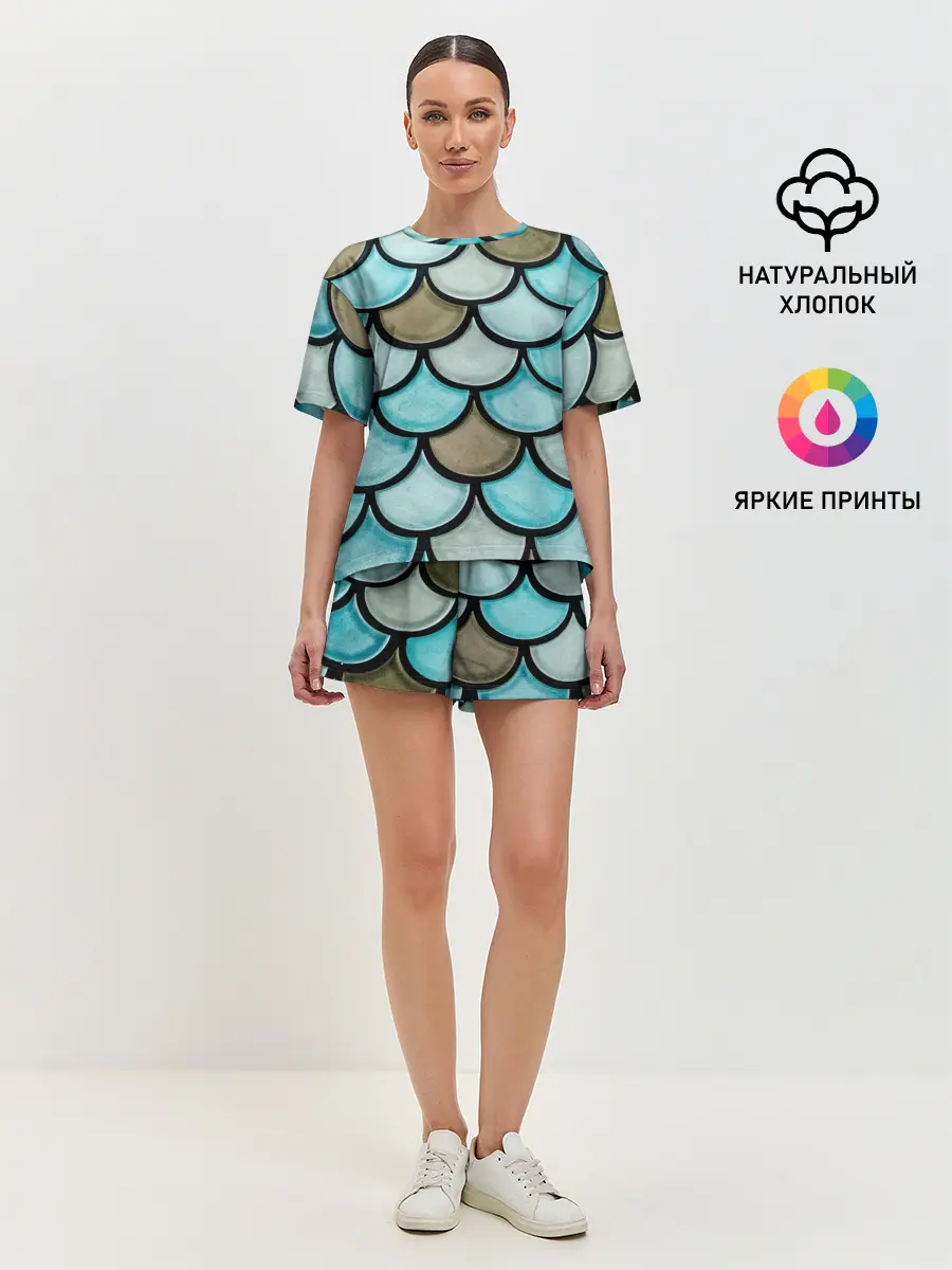 Женская пижама с шортами / Кожа дракона