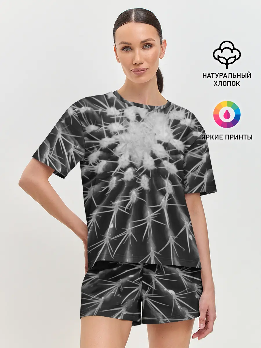 Женская пижама с шортами / Кактусовый