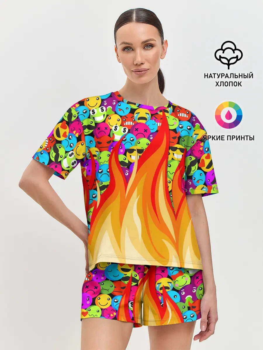 Женская пижама с шортами / SLAVA MARLOW - Смайлики