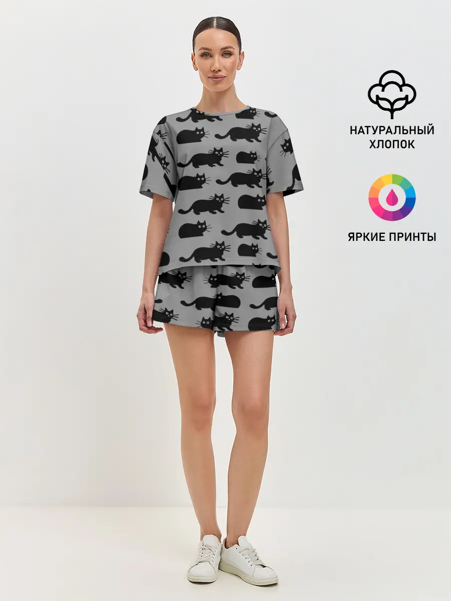 Женская пижама с шортами / Котики