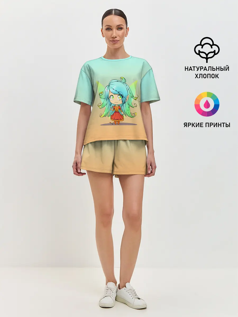 Женская пижама с шортами / малышка фея с крылышками