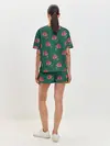 Женская пижама с шортами / Розы на зеленом фоне